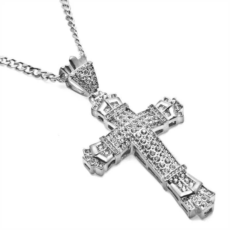 Rhinestone Cross Pendant Necklace – Unisex
