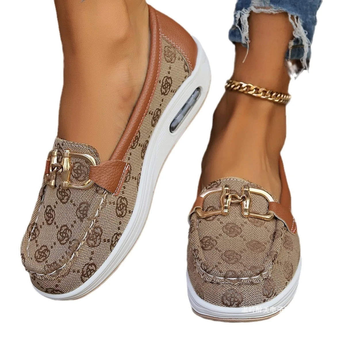 Women's Retro Chain-Detail Loafers – Flat Casual Slip-On Shoes