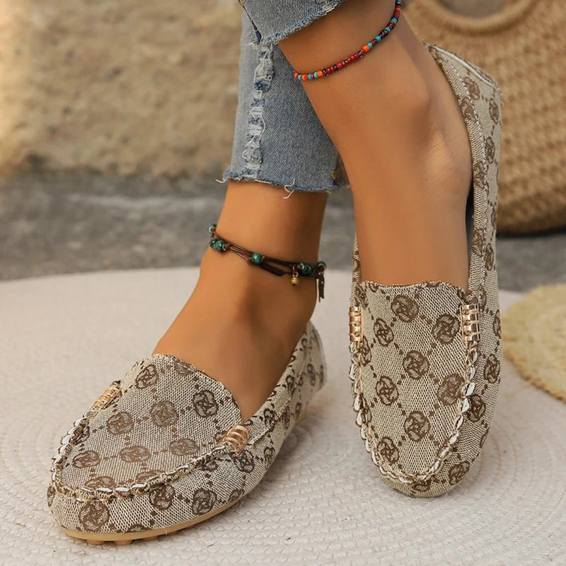 Women's Luxury Print Canvas Loafers – Casual Flat Outdoor Shoes