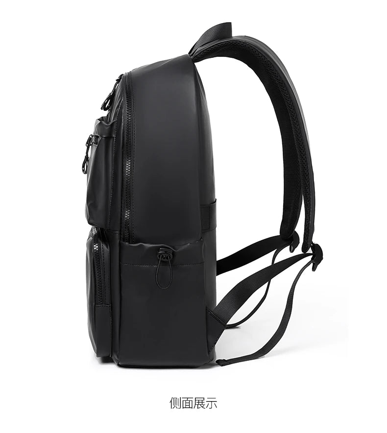 Black Men's Waterproof Backpack – Side View | Atlantis