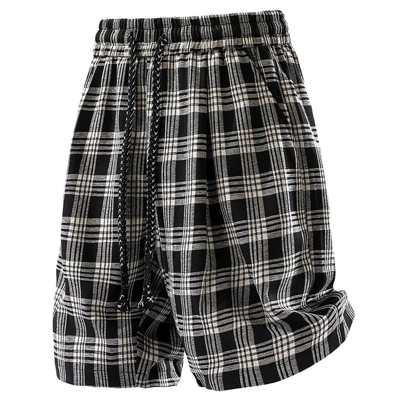 Men's Plaid Cargo Shorts – Ice Silk, Loose Fit