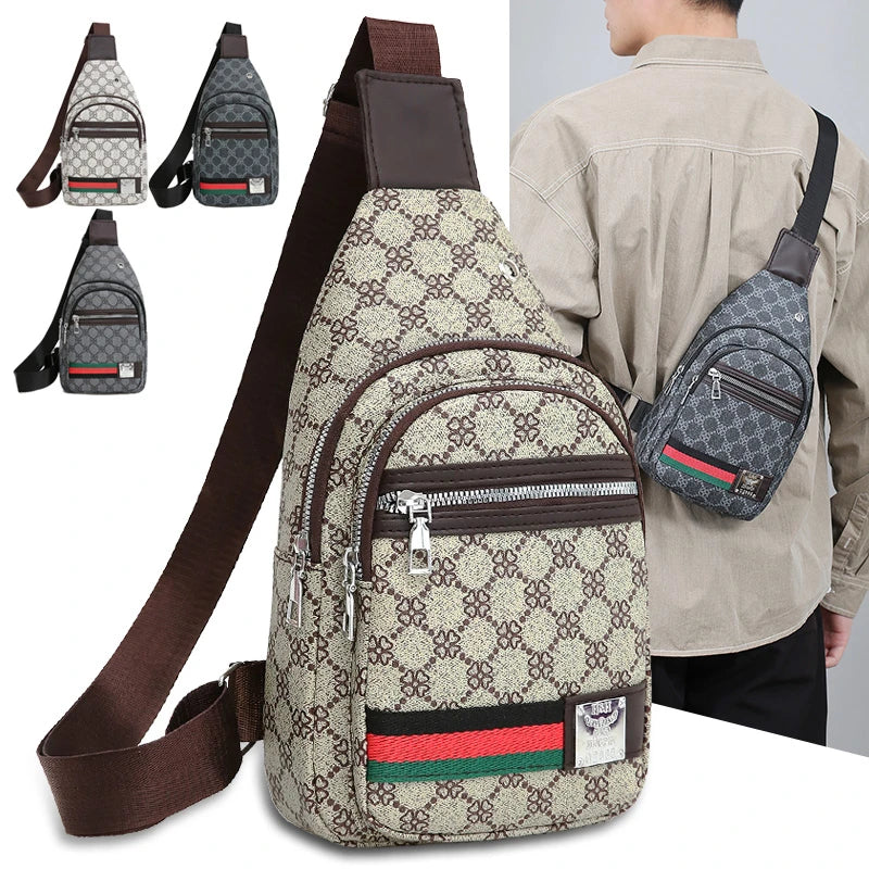 Men's Crossbody Messenger Bag – Multifunction Shoulder & Chest Pack with Earphone Port