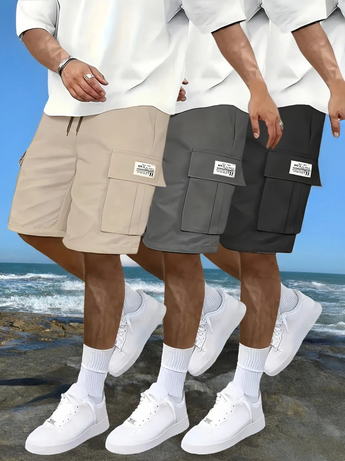Men's Casual Shorts – Elastic Waist, Multi-Pocket, Lightweight