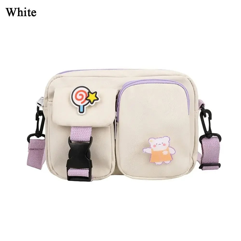 Women's Small Canvas Crossbody Messenger Bag – Colorful Flap Bag for Students