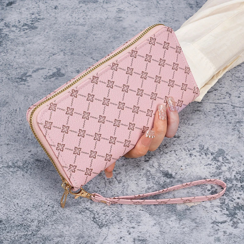 European Print Long Wallet — Multi-Pocket Clutch