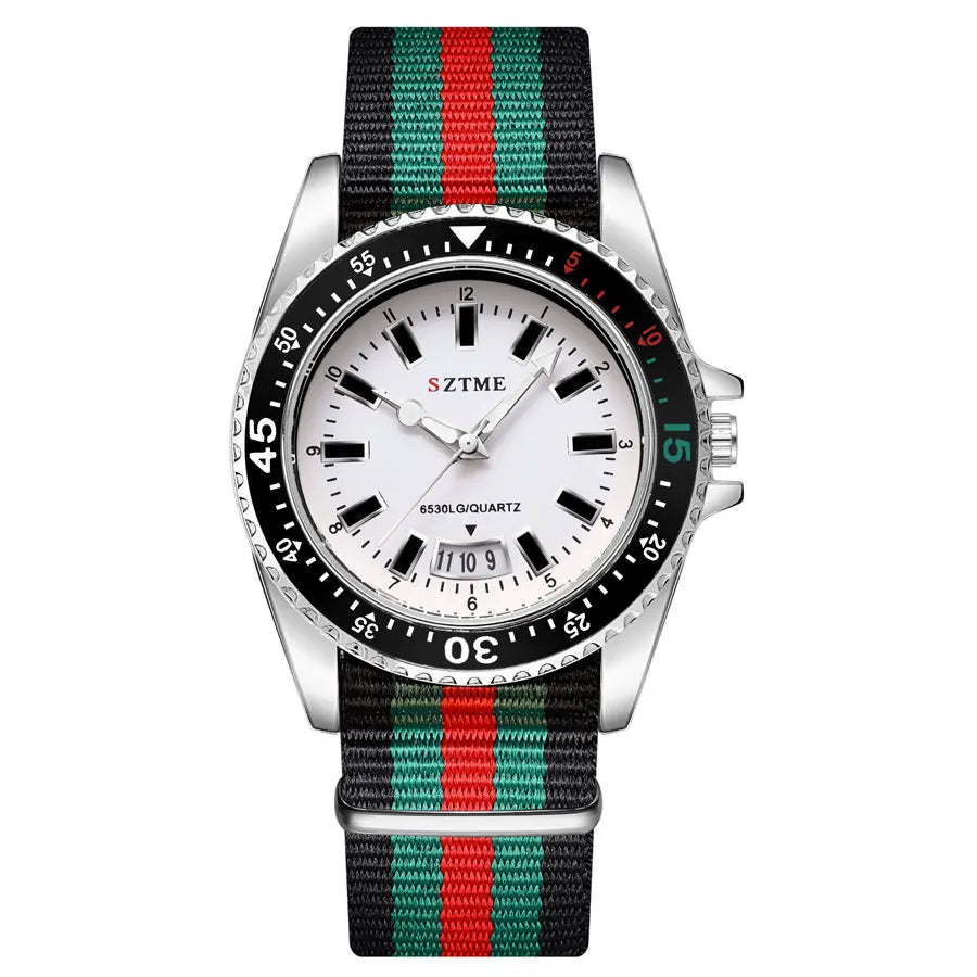 Nylon Strap Calendar Quartz Watch – Minimalist Unisex Business Watch