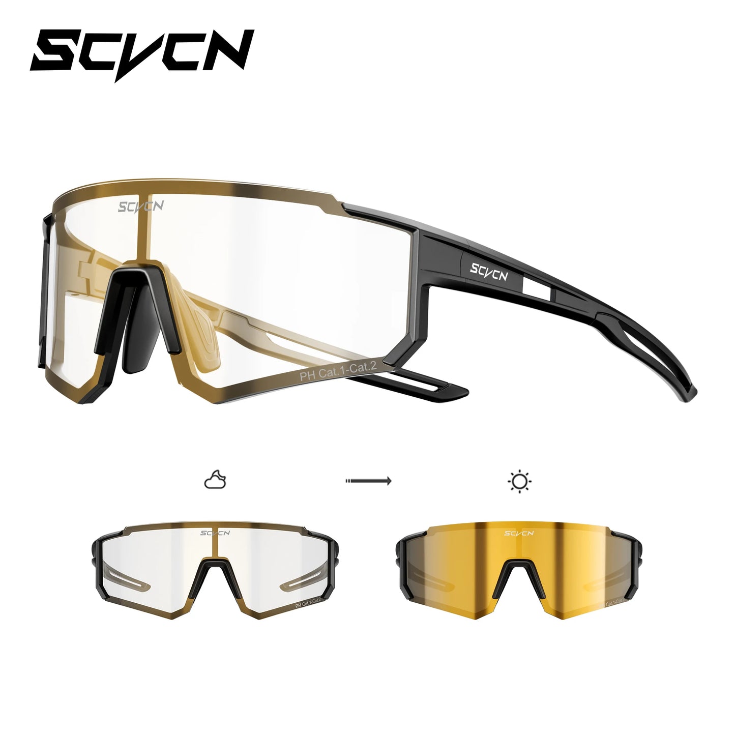 Photochromic Cycling Sunglasses – UV400 Windproof Sports Goggles