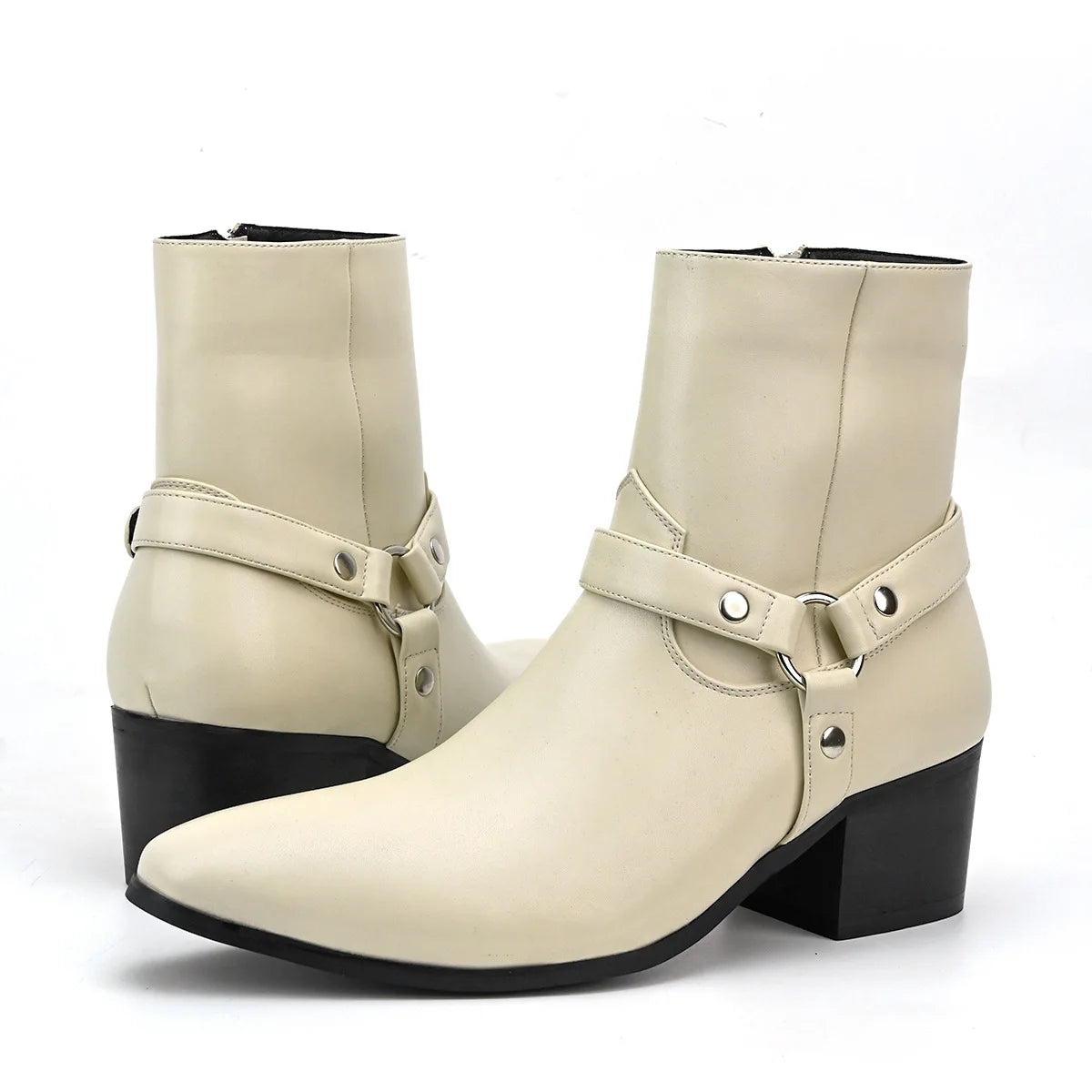 Chain Detail Western Ankle Boots | Men's Cowboy Riding Shoes