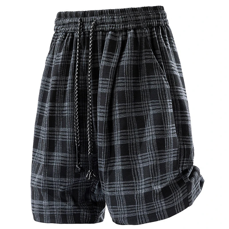 Men's Plaid Cargo Shorts – Ice Silk, Loose Fit