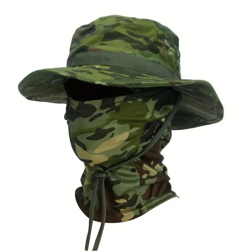 Camouflage Boonie Bucket Hat – Foldable Wide Brim Outdoor Sun Hat