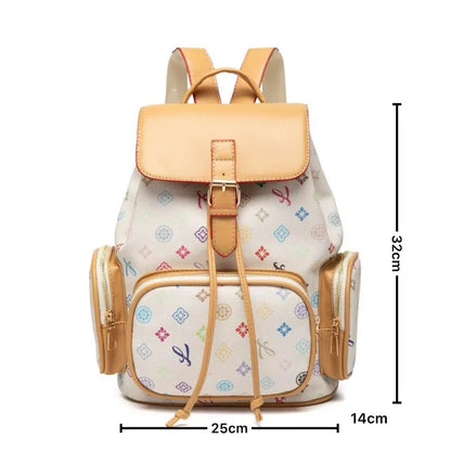 Women's Luxury Designer Backpack – Floral Monogram PU Leather