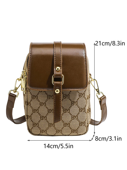 Women’s Checkered Round Crossbody Bag With Flap