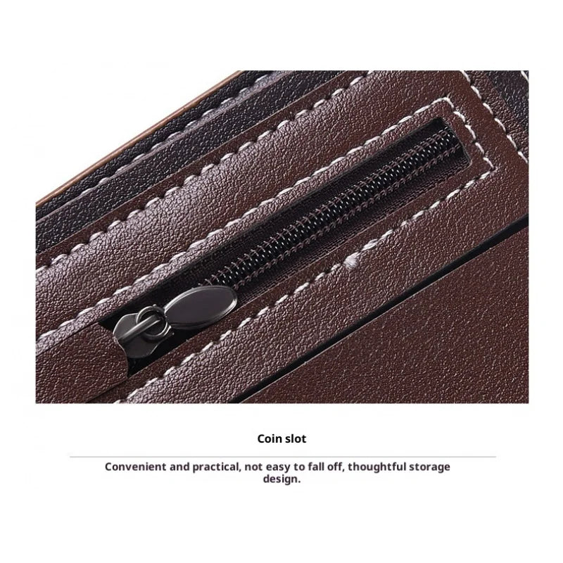 Men's Hand-Woven Leather Wallet – Slim Multi-Card Coin Purse