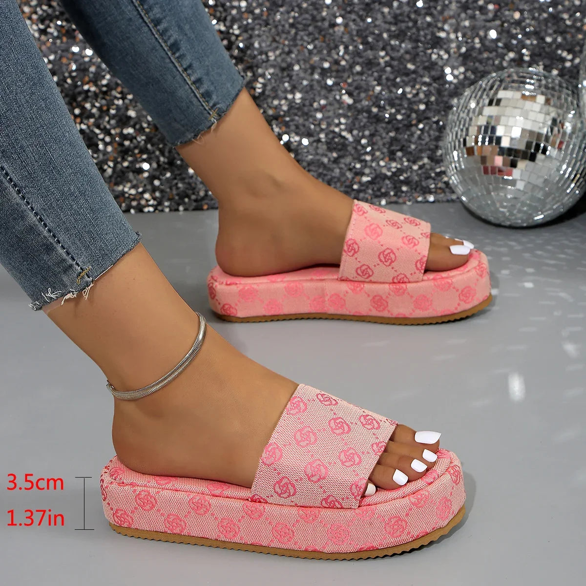 Women's Floral Platform Slides — Summer Beach Sandals