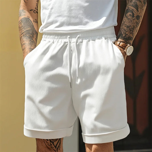 Men's Lightweight Drawstring Shorts – Solid Color, Gym & Beach