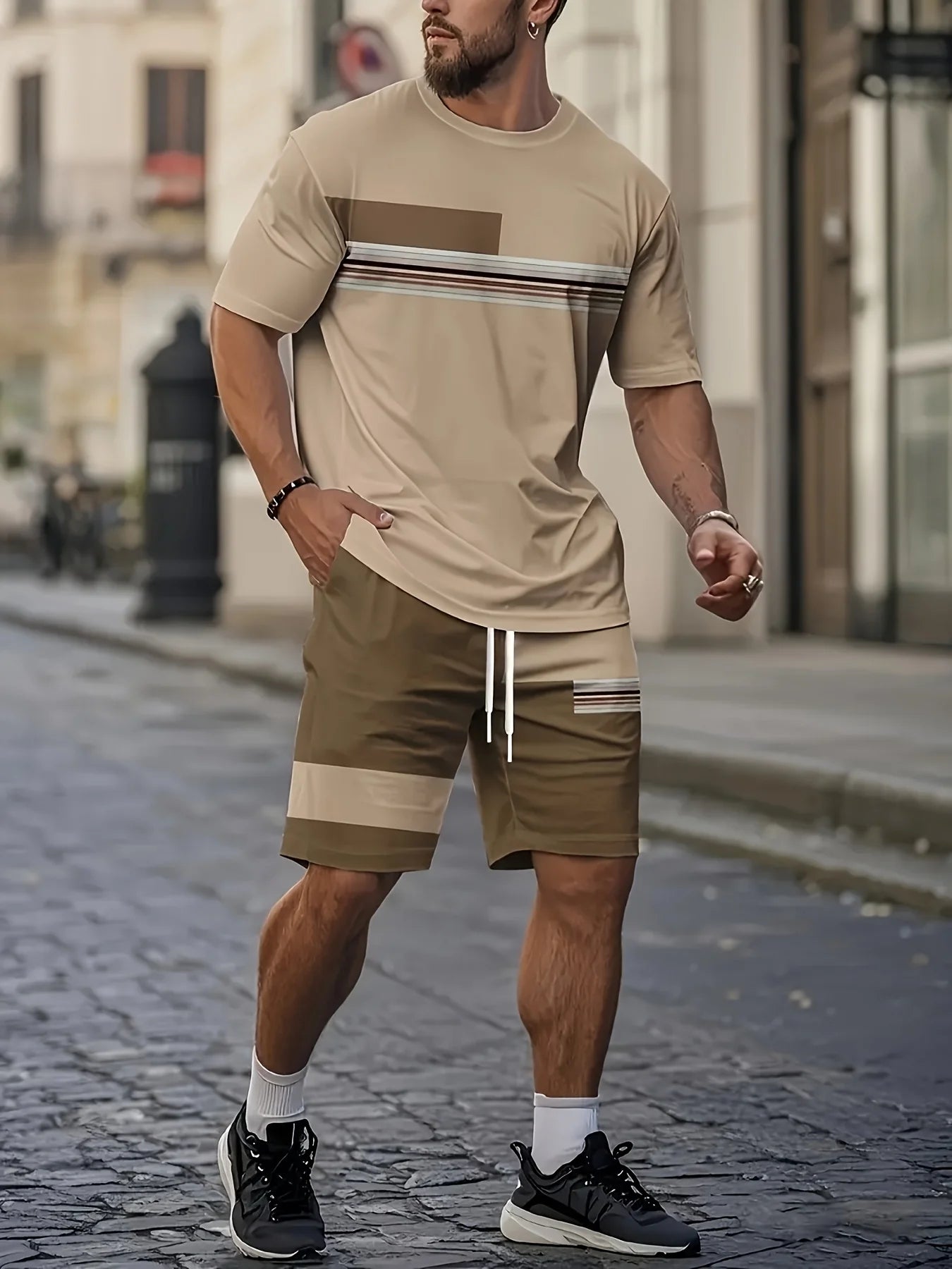 Men's 3D Printed Short-Sleeve Co-Ord Set – Casual Streetwear