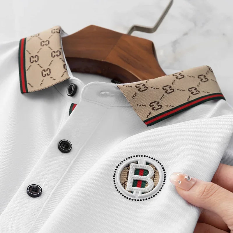 Men's Ice Silk Embroidered Polo Shirt – Breathable Summer Top