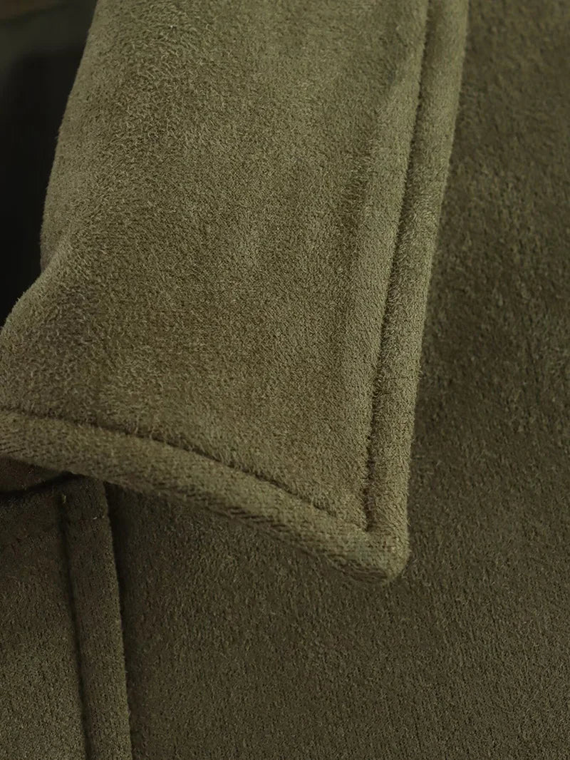 Women's Vintage Bomber Jacket – Loose Fit Long Sleeve Turn-Down Collar Coat