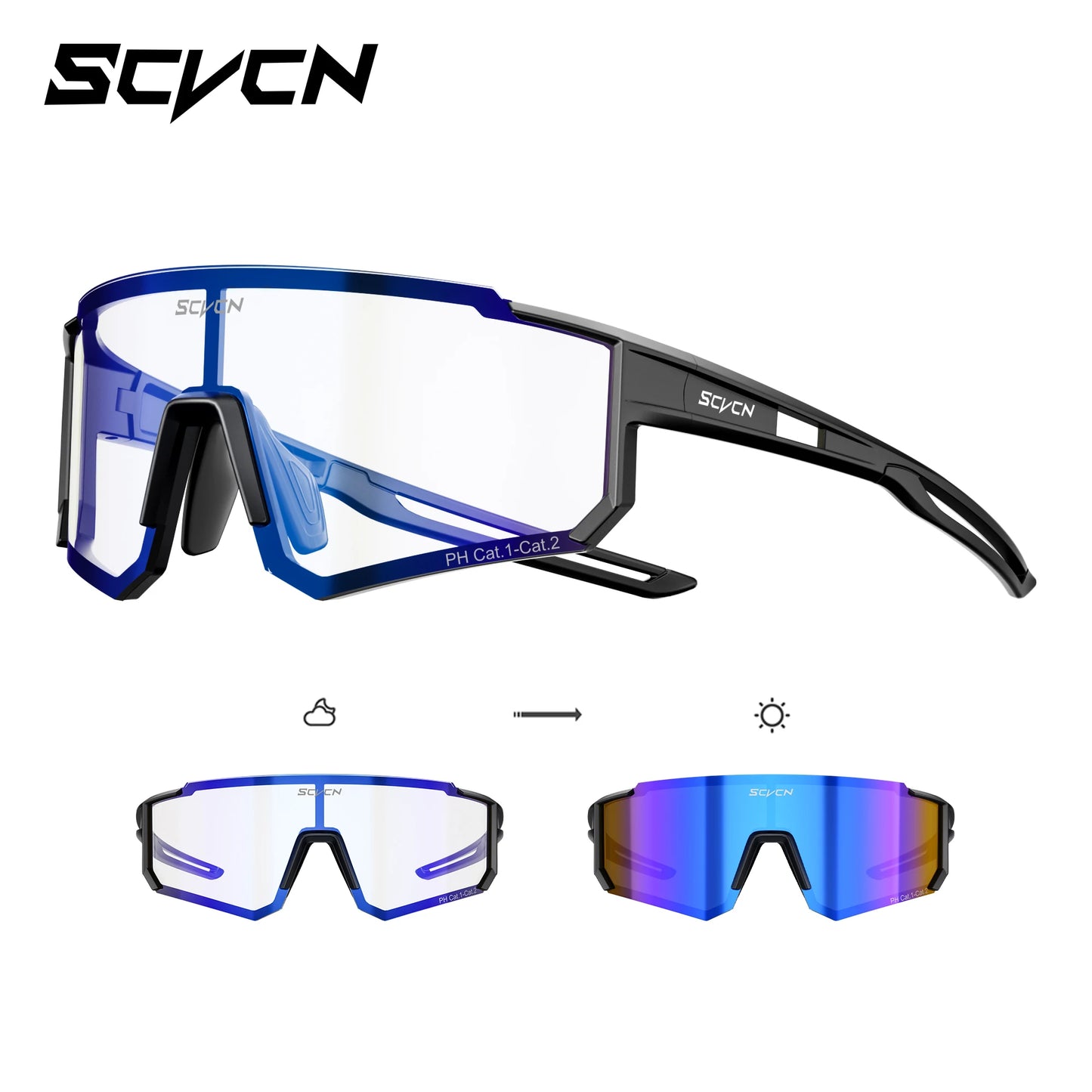Photochromic Cycling Sunglasses – UV400 Windproof Sports Goggles