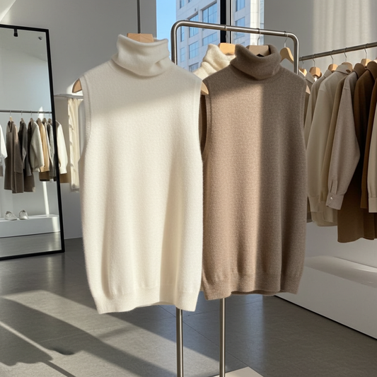 Women's Fine Knit Sleeveless Turtleneck Pullover
