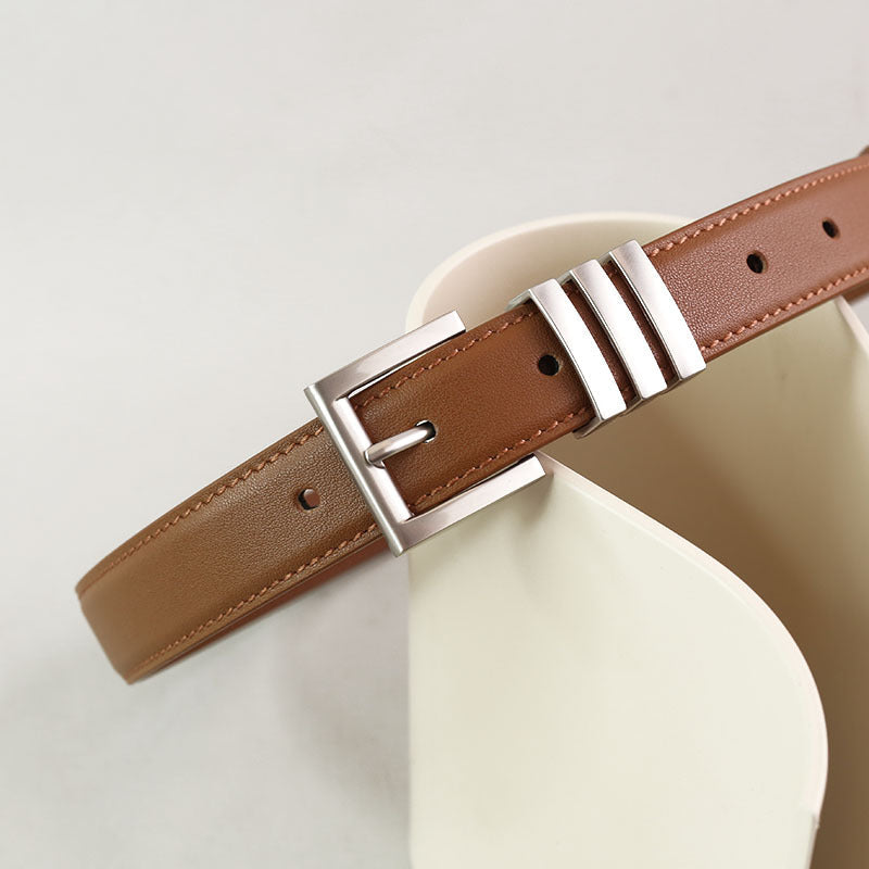 Women's leather belt punched holes detail