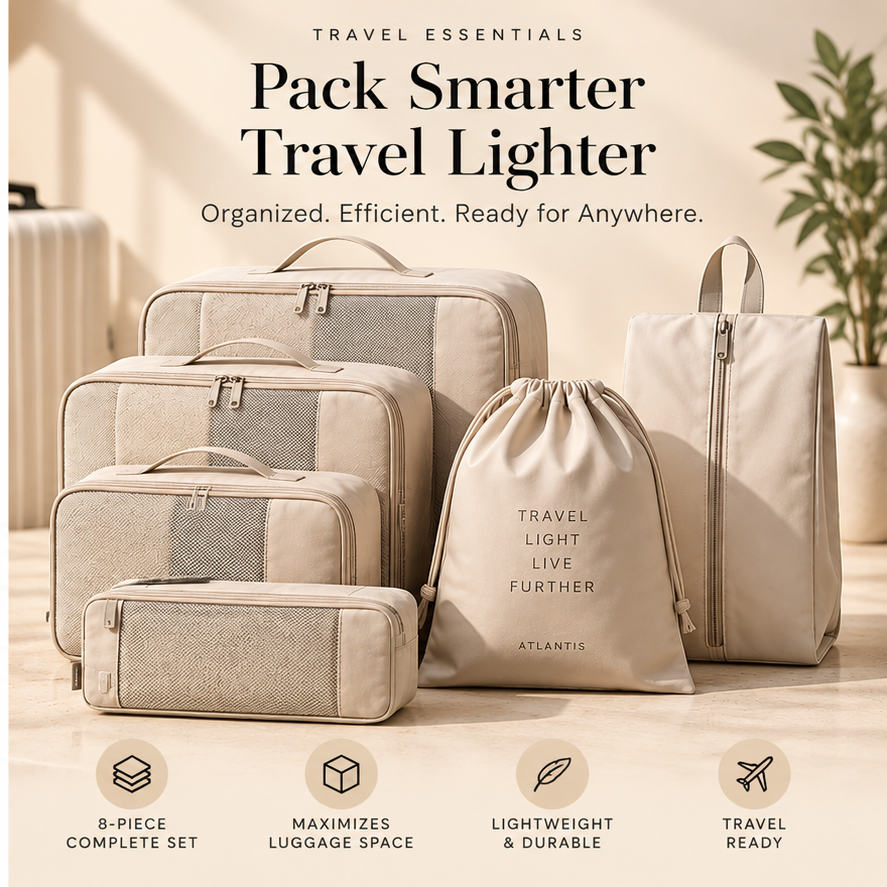 8-Piece Packing Cube Set for organized travel luggage