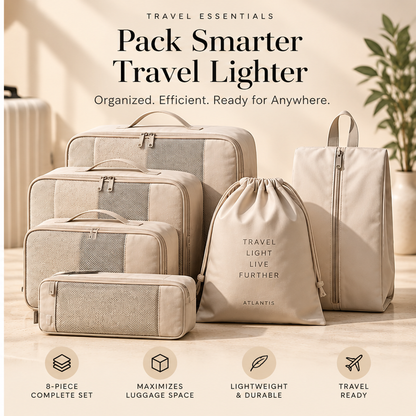 8-Piece Packing Cube Set for organized travel luggage