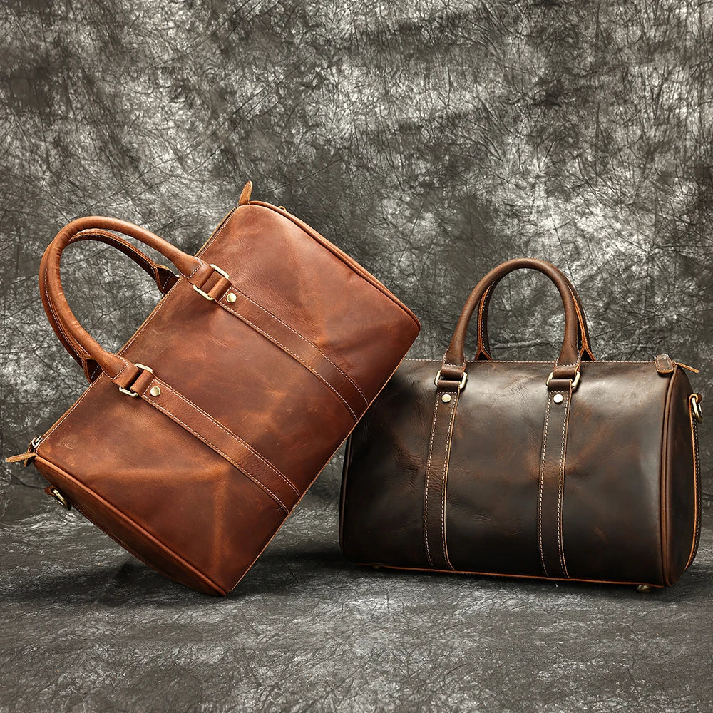 Full-grain leather weekender bag supplier image