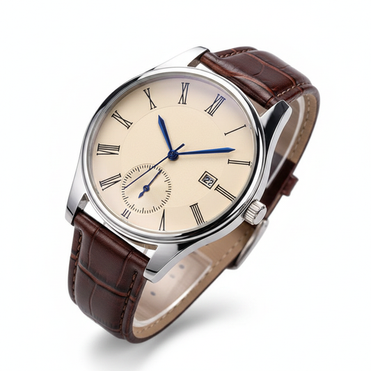 Blue Hands Quartz Watch - White Background