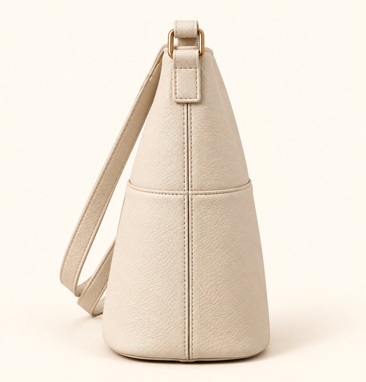 Women's Leather Bucket Shoulder Bag side profile