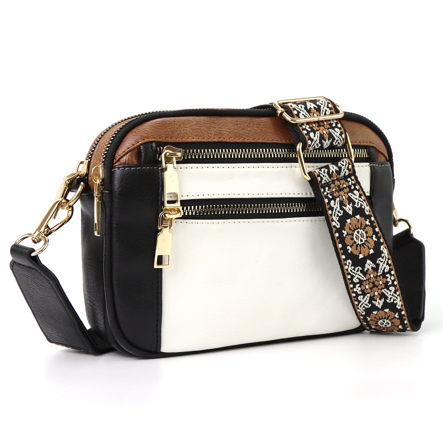 Women's Floral Embroidered Crossbody Bag | Colorblock Shoulder Bag - image 4