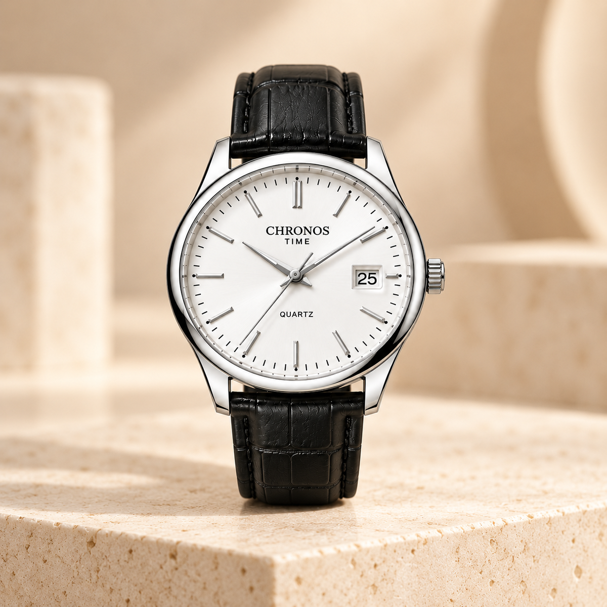 CHRONOS CH30 classic quartz watch in warm ivory studio