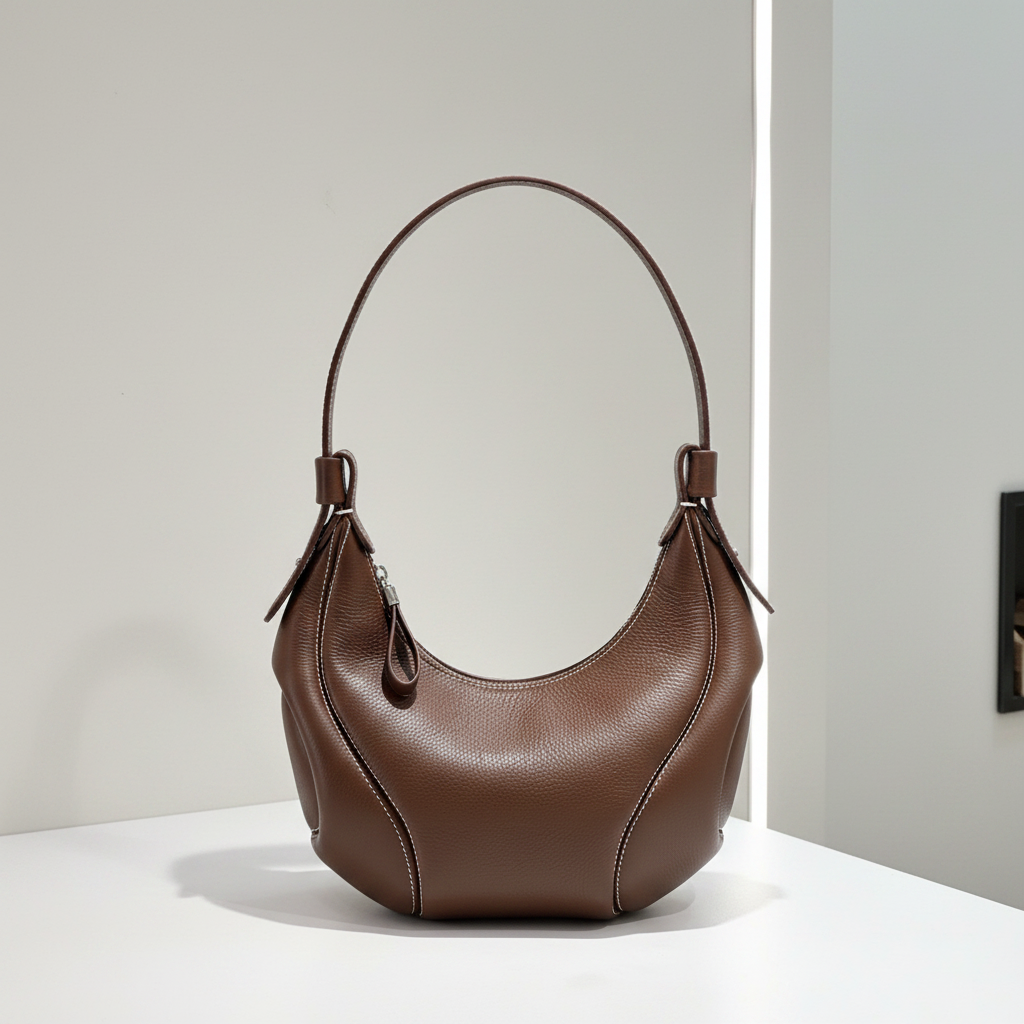 Top-Grain Cowhide Leather Dumpling Hobo Bag