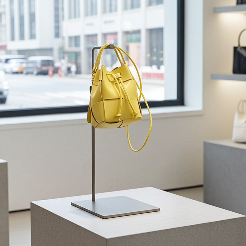 Women's Woven PU Leather Bucket Bag – Small Luxury Designer Handbag