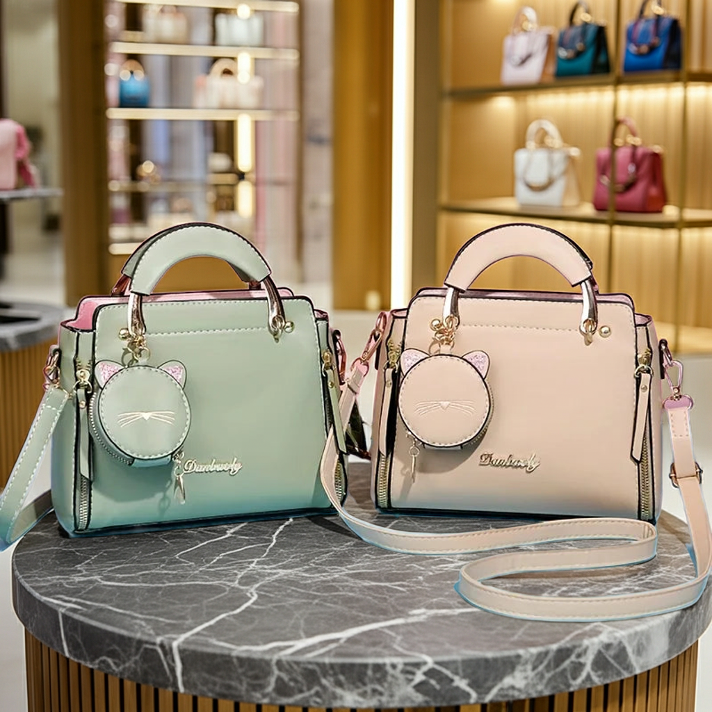 Women's Soft PU Leather Flap Messenger Bag – Casual Top Handle Handbag