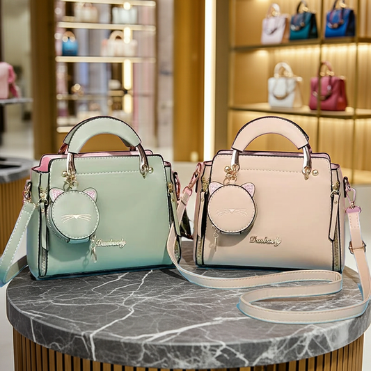 Women's Soft PU Leather Flap Messenger Bag – Casual Top Handle Handbag