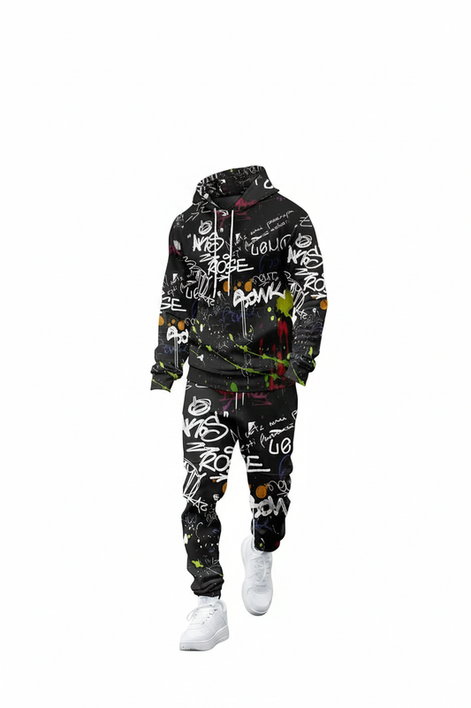 Ghost mannequin graffiti print tracksuit