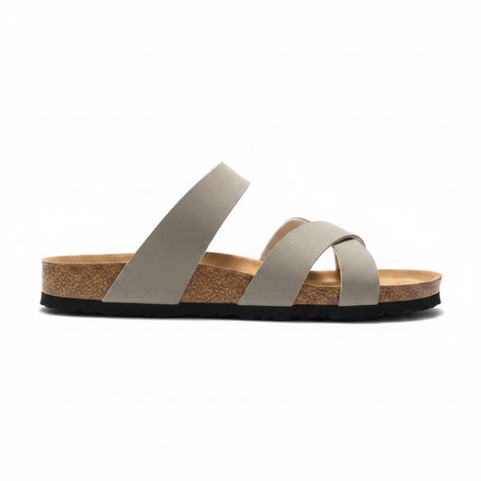  Grey cork footbed sandals — double buckle straps from Atlantis