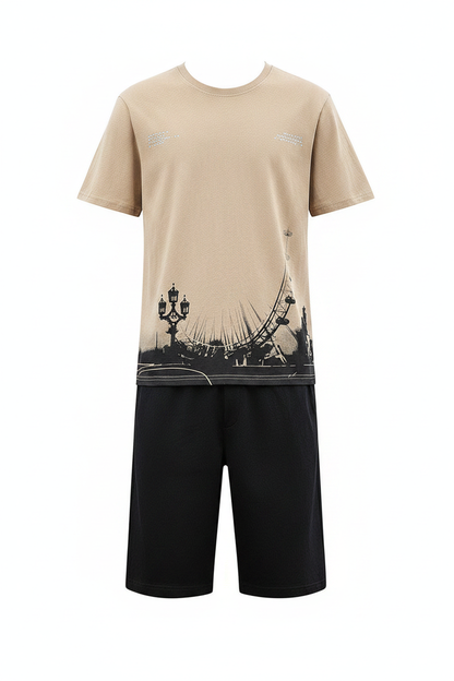 Khaki cityscape ghost mannequin