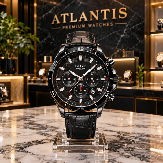 LIGE 8932 men's chronograph watch displayed in the Atlantis watch boutique