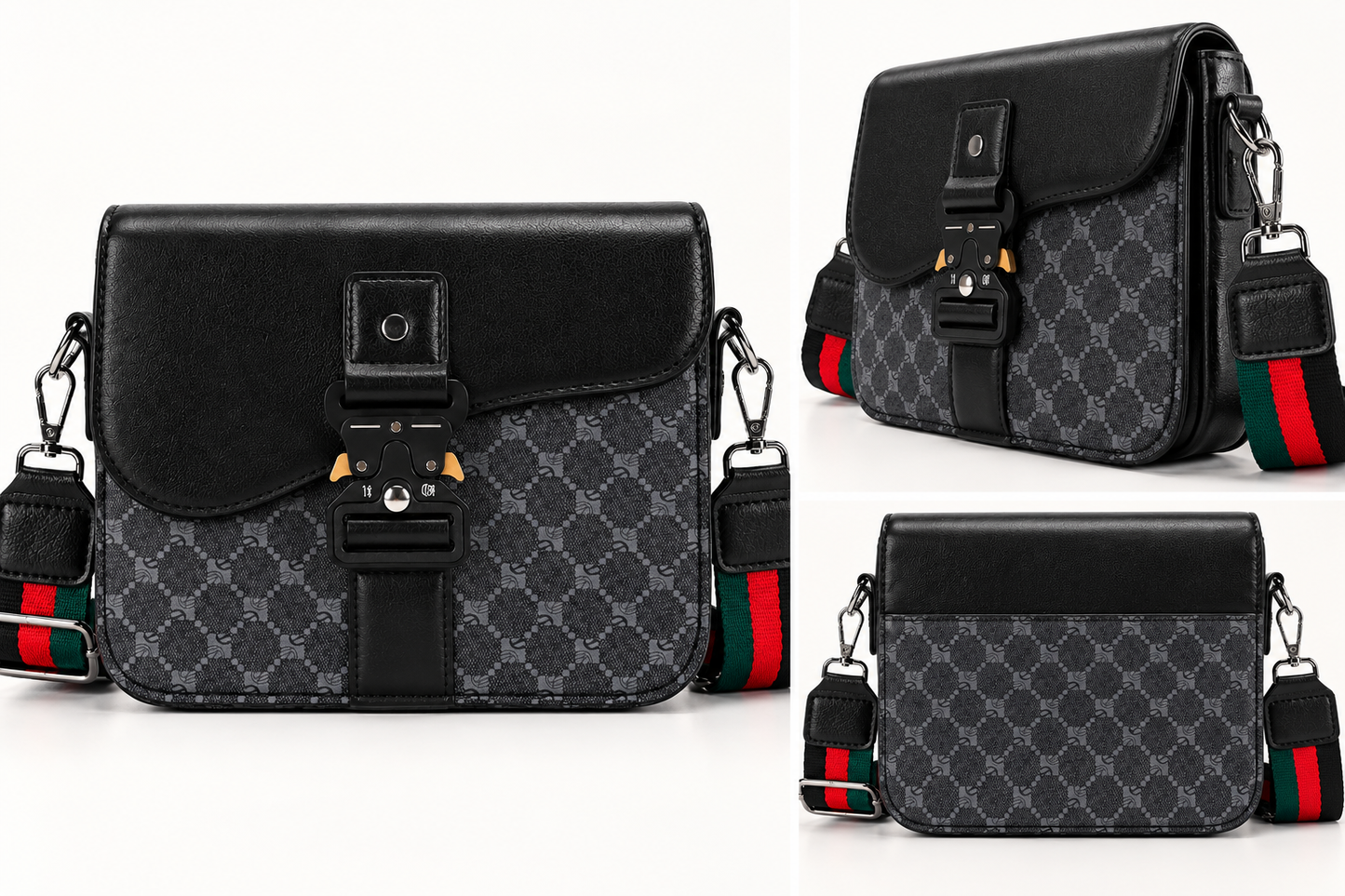 Men's PU Leather Crossbody Sling Bag multi-detail product views