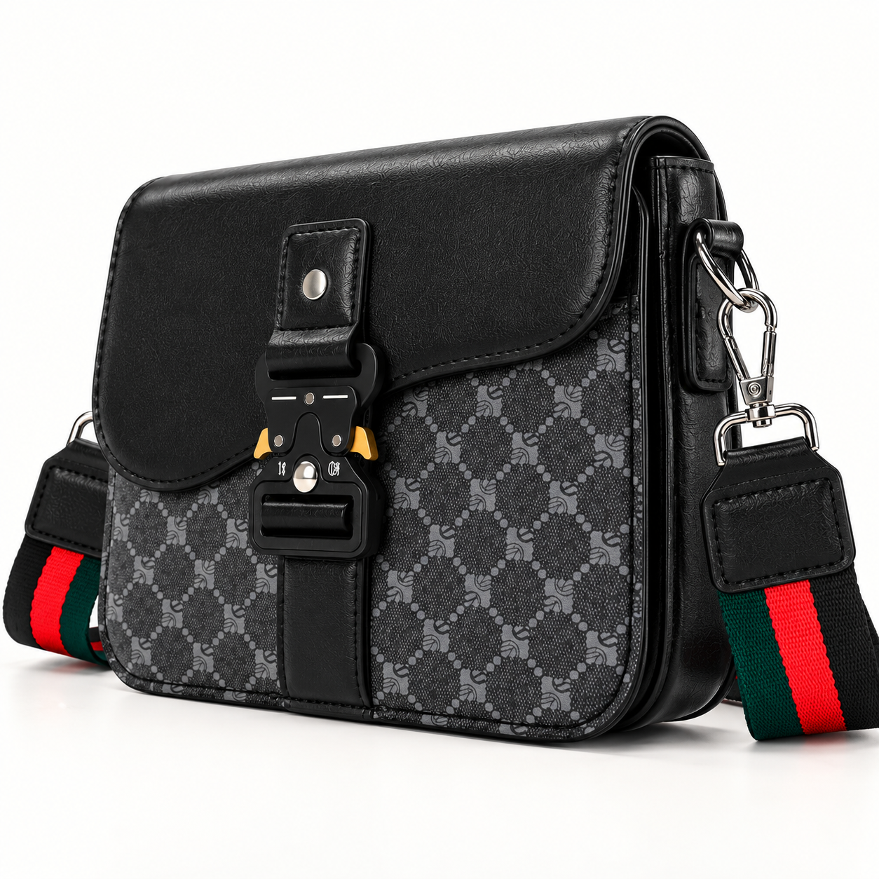 Men's PU Leather Crossbody Sling Bag three-quarter close view