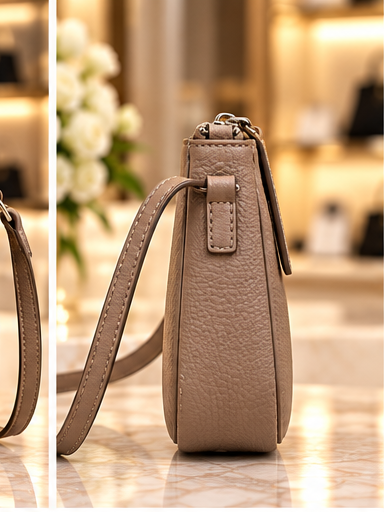 Beige mini phone crossbody bag side profile
