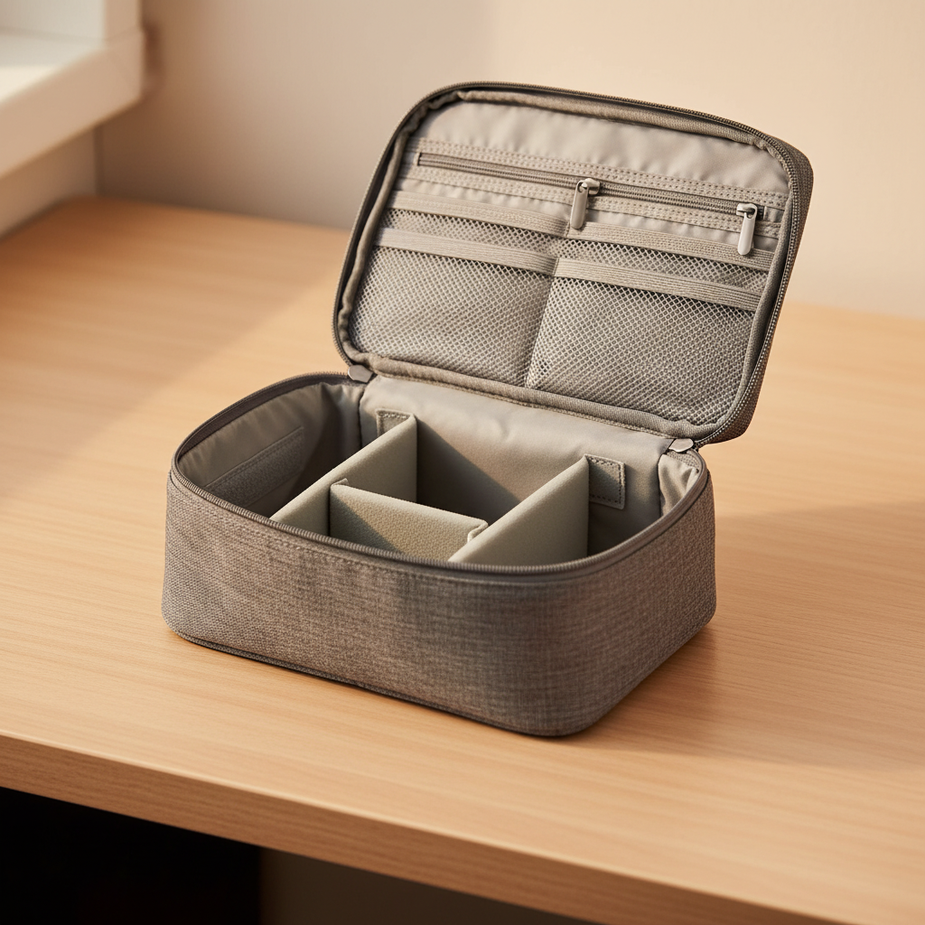 Open Travel Tech Organizer with interior organization