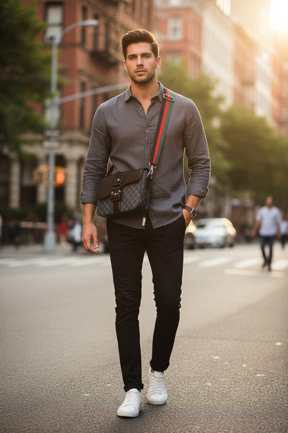 Outdoor lifestyle — Men's PU Leather Crossbody Sling Bag