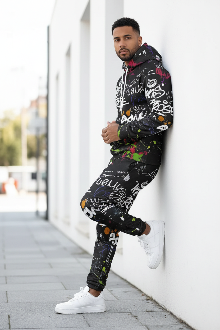 Print Hoodie Tracksuit - Street Style 2
