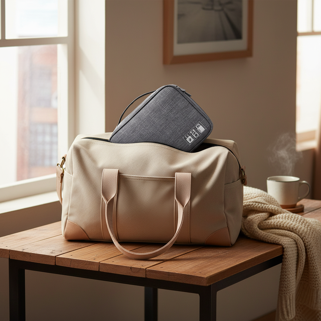 Travel Tech Organizer in a travel setting