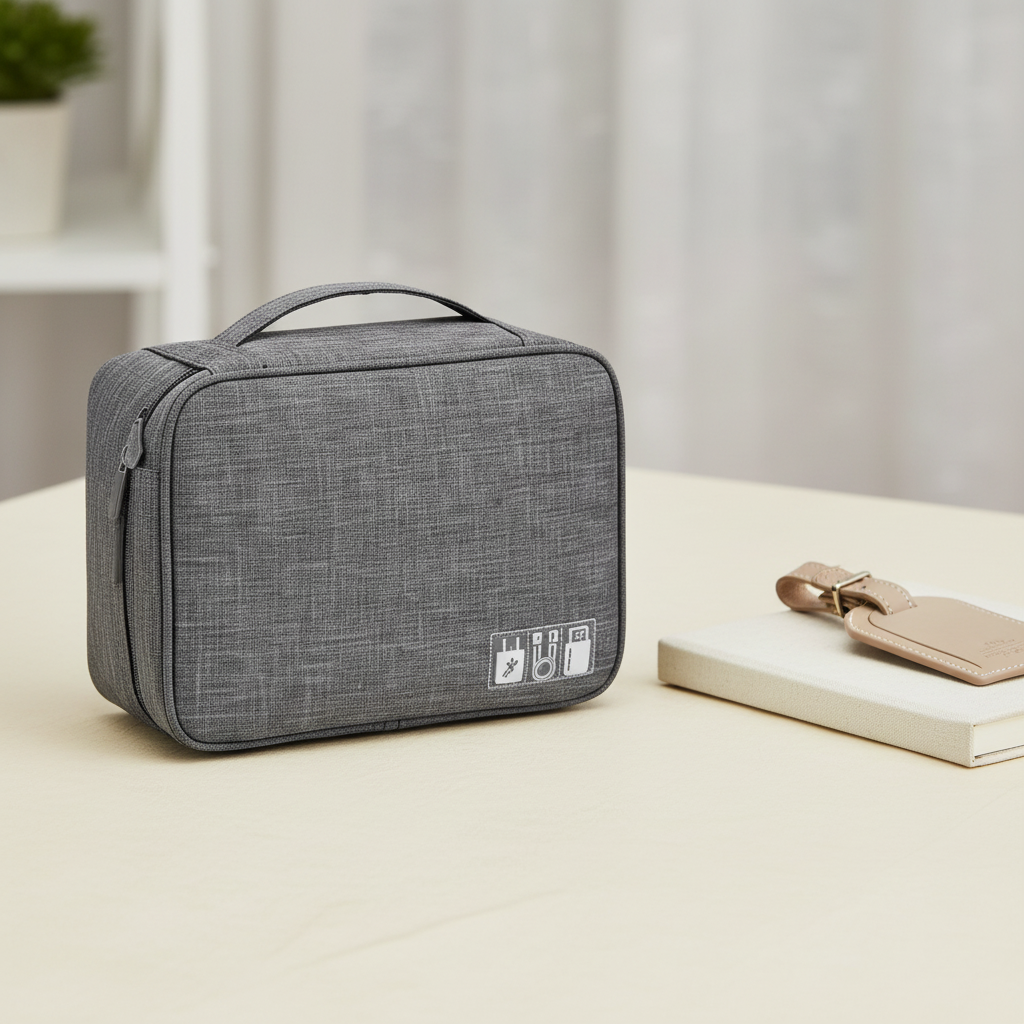 Travel Tech Organizer on a travel desk
