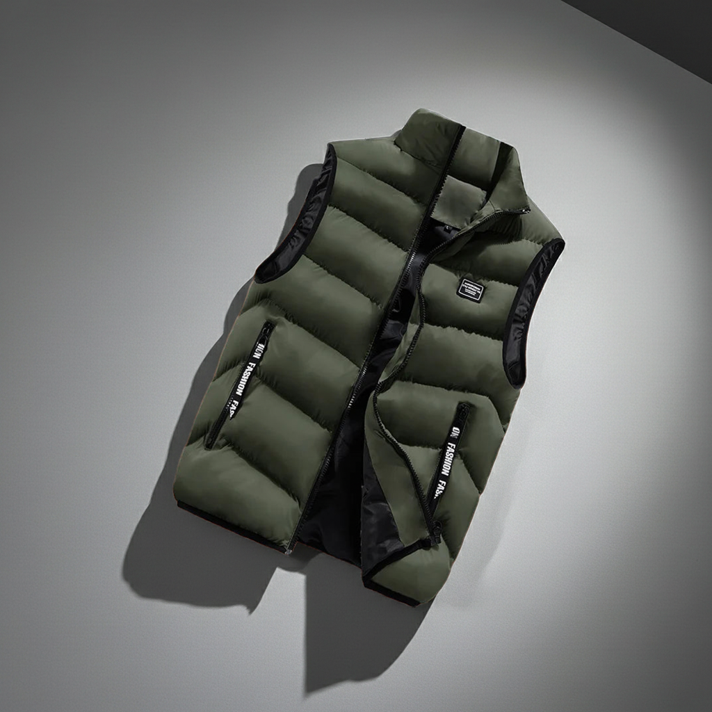 Men's Thermal Sleeveless Vest – Full-Zip Mandarin Collar Casual Waistcoat