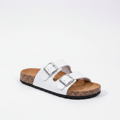 White Double-Strap Cork Sandal